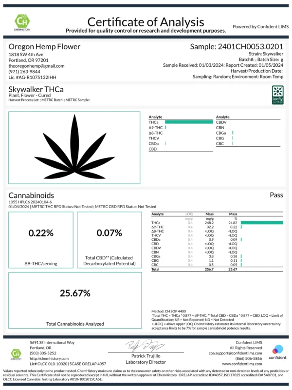 lab test lab results for skywalker og kush thca hemp flower bulk thca flower pound pounds